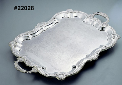 Classic silver-plated tray with handles